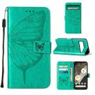 For Google Pixel 8 Pro Embossed Butterfly Leather Phone Case(Green) - 1