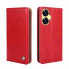 For Realme C55 Non-Magnetic Retro Texture Leather Phone Case(Red) - 1