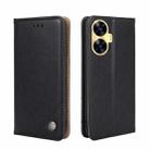 For Realme C55 Non-Magnetic Retro Texture Leather Phone Case(Black) - 1