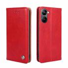For Realme V30 5G / V30T Non-Magnetic Retro Texture Leather Phone Case(Red) - 1