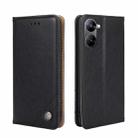 For Realme V30 5G / V30T Non-Magnetic Retro Texture Leather Phone Case(Black) - 1