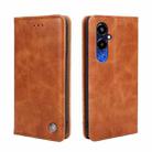 For Tecno Pova 4 Pro Non-Magnetic Retro Texture Leather Phone Case(Brown) - 1