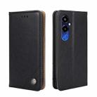 For Tecno Pova 4 Pro Non-Magnetic Retro Texture Leather Phone Case(Black) - 1