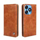 For Tecno Spark 10 4G Non-Magnetic Retro Texture Leather Phone Case(Brown) - 1