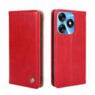 For Tecno Spark 10 4G Non-Magnetic Retro Texture Leather Phone Case(Red) - 1