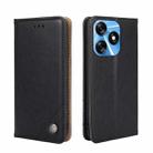 For Tecno Spark 10 4G Non-Magnetic Retro Texture Leather Phone Case(Black) - 1