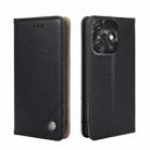 For Tecno Spark 10C Non-Magnetic Retro Texture Leather Phone Case(Black) - 1