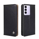 For vivo S16e Non-Magnetic Retro Texture Leather Phone Case(Black) - 1