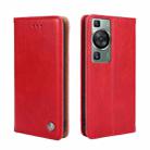 For Huawei P60 / P60 Pro Non-Magnetic Retro Texture Leather Phone Case(Red) - 1