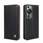 For Huawei P60 / P60 Pro Non-Magnetic Retro Texture Leather Phone Case(Black) - 1