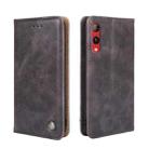 For Rakuten Hand 4G Non-Magnetic Retro Texture Leather Phone Case(Grey) - 1