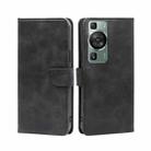 For Huawei P60 / P60 Pro Calf Texture Buckle Flip Leather Phone Case(Black) - 1