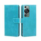 For Huawei P60 / P60 Pro Calf Texture Buckle Flip Leather Phone Case(Blue) - 1