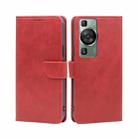 For Huawei P60 / P60 Pro Calf Texture Buckle Flip Leather Phone Case(Red) - 1