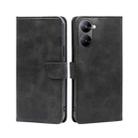 For Realme V30 5G / V30t Calf Texture Buckle Flip Leather Phone Case(Black) - 1