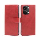For OnePlus Ace 2V 5G Calf Texture Buckle Flip Leather Phone Case(Red) - 1