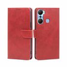 For Infinix Hot 12 Pro Calf Texture Buckle Flip Leather Phone Case(Red) - 1