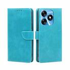 For Tecno Spark 10 4G Calf Texture Buckle Flip Leather Phone Case(Blue) - 1