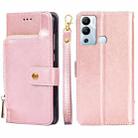 For Infinix Hot 12i Zipper Bag Leather Phone Case(Rose Gold) - 1