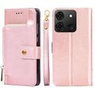 For Infinix Smart 7 Zipper Bag Leather Phone Case(Rose Gold) - 1