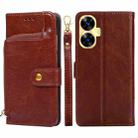 For Realme C55 4G Zipper Bag Leather Phone Case(Brown) - 1