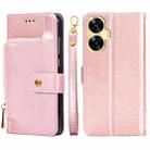 For Realme C55 4G Zipper Bag Leather Phone Case(Rose Gold) - 1