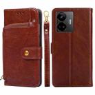 For Realme GT Neo5 Zipper Bag Leather Phone Case(Brown) - 1