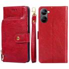 For Realme V30 5G / V30T Zipper Bag Leather Phone Case(Red) - 1