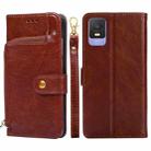 For TCL 403 Zipper Bag Leather Phone Case(Brown) - 1