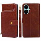 For Tecno Camon 19 / 19 Pro Zipper Bag Leather Phone Case(Brown) - 1