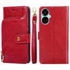 For Tecno Camon 19 / 19 Pro Zipper Bag Leather Phone Case(Red) - 1