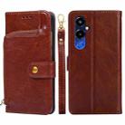 For Tecno Pova 4 Pro Zipper Bag Leather Phone Case(Brown) - 1