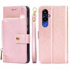 For Tecno Pova 4 Pro Zipper Bag Leather Phone Case(Rose Gold) - 1