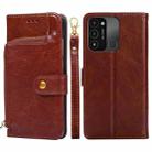 For Tecno Spark 8C Zipper Bag Leather Phone Case(Brown) - 1