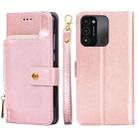 For Tecno Spark 8C Zipper Bag Leather Phone Case(Rose Gold) - 1