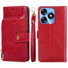 For Tecno Spark 10 4G Zipper Bag Leather Phone Case(Red) - 1