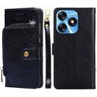 For Tecno Spark 10 4G Zipper Bag Leather Phone Case(Black) - 1