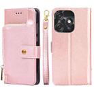 For Tecno Spark 10C Zipper Bag Leather Phone Case(Rose Gold) - 1