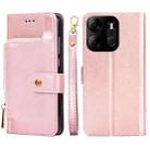 For Tecno Spark Go 2023 Zipper Bag Leather Phone Case(Rose Gold) - 1