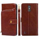 For ZTE Blade A32 Zipper Bag Leather Phone Case(Brown) - 1