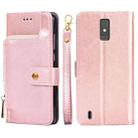 For ZTE Blade A32 Zipper Bag Leather Phone Case(Rose Gold) - 1