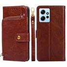 For Xiaomi Redmi Note 12 4G Global Zipper Bag Leather Phone Case(Brown) - 1