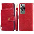 For Huawei P60 / P60 Pro Zipper Bag Leather Phone Case(Red) - 1