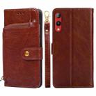 For Rakuten Hand 4G Zipper Bag Leather Phone Case(Brown) - 1