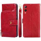 For Rakuten Hand 4G Zipper Bag Leather Phone Case(Red) - 1