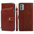 For Nokia G22 Zipper Bag Leather Phone Case(Brown) - 1
