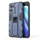 For OPP Reno7 5G Supersonic PC + TPU Shock-proof Protective Phone Case with Holder(Blue) - 1