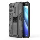 For OPP Reno7 5G Supersonic PC + TPU Shock-proof Protective Phone Case with Holder(Black) - 1