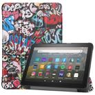 For Kindle Fire HD 8 (2020) Colored Drawing Horizontal Flip Leather Case, with Three-folding Holder & Wake-up / Sleep Function(Graffiti) - 1