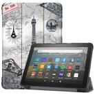 For Kindle Fire HD 8 (2020) Colored Drawing Horizontal Flip Leather Case, with Three-folding Holder & Wake-up / Sleep Function(Eiffel Tower) - 1